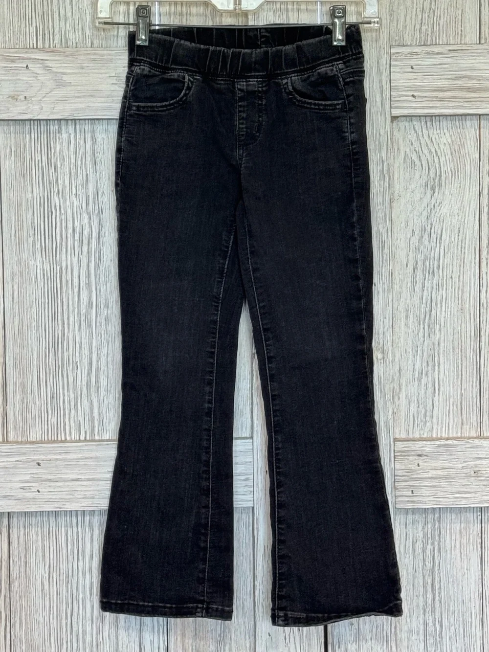 Cat & Jack Girls Black Bootcut Jeans sz 7 some wear at Hem